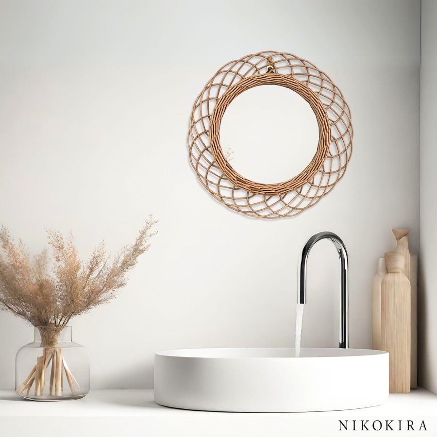 楽天市場】【6%OFFクーポン23日23:59迄】 鏡 壁掛け ラタン 鏡 ラタン