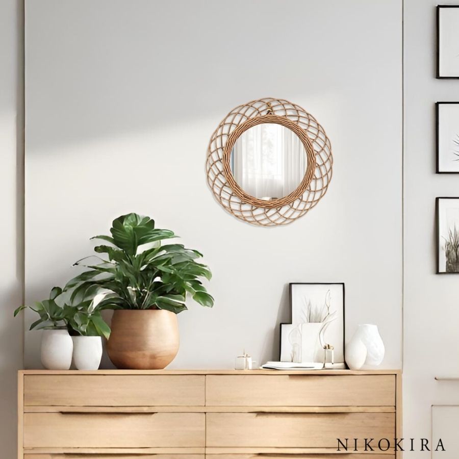 楽天市場】【6%OFFクーポン23日23:59迄】 鏡 壁掛け ラタン 鏡 ラタン