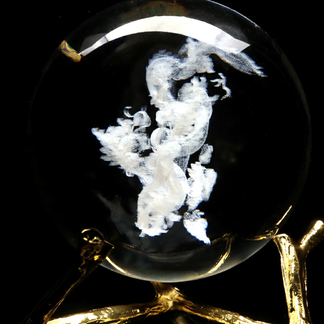 楽天市場】龍 2匹 双龍 五本爪 クリスタル ガラス ボール 約80mm 龍神