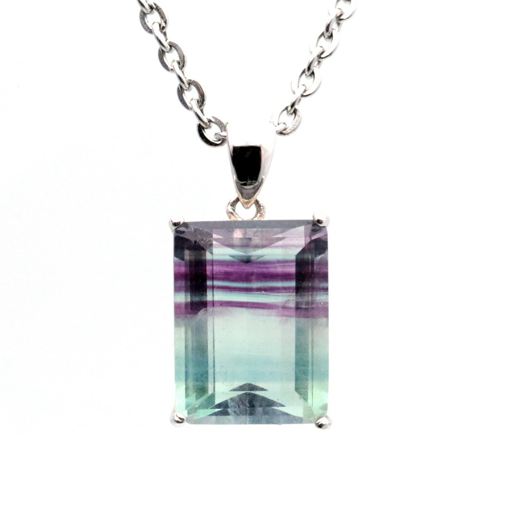 楽天市場】フローライト ネックレス 宝石質 スクエアカット Silver925
