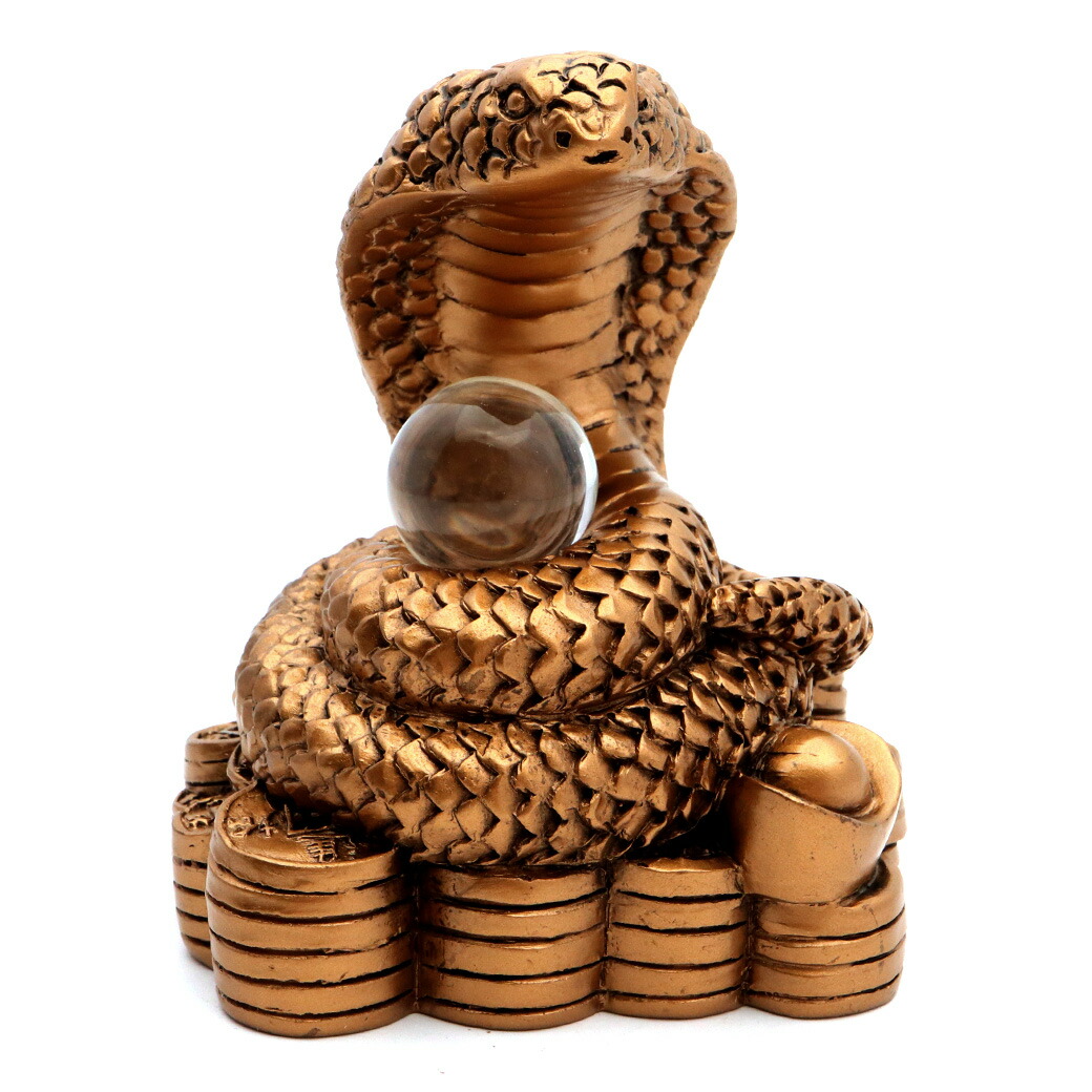 楽天市場】蛇 2025年 干支 巳 置き物 コブラ ガラス玉付 Mサイズ 樹脂