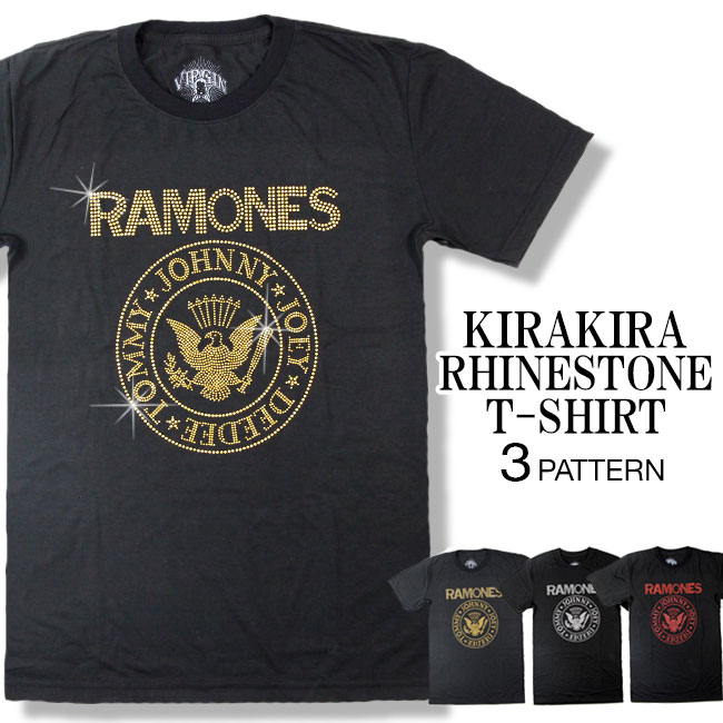 楽天市場】[在庫処分]ラインストーン 半袖 ロックTシャツ バンドT