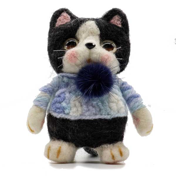 楽天市場】やまねこ 羊毛フェルト 猫 黒白 S サイズ 羊毛フェルト猫