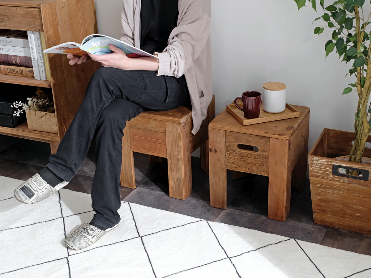 楽天市場】【古材家具】リサイクルパイン スツール 木製 ベンチ 玄関