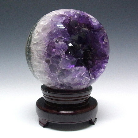 楽天市場】アメジスト ジオード球 ブラジル産 木製台付き 球 丸玉
