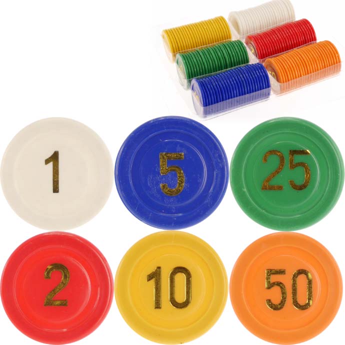楽天市場】ゲームチップ2号 6色計150枚 直径25mm カジノチップ