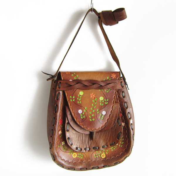 楽天市場】70's/花柄/ボタニカル/ヒッピー/バッグ/茶系/エンボス