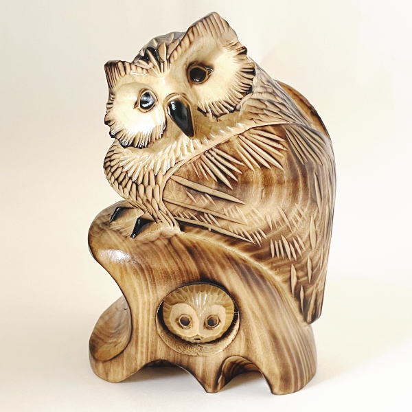 楽天市場】送料無料 木彫りのふくろうの置物 FU 焼ふくろう 巣穴