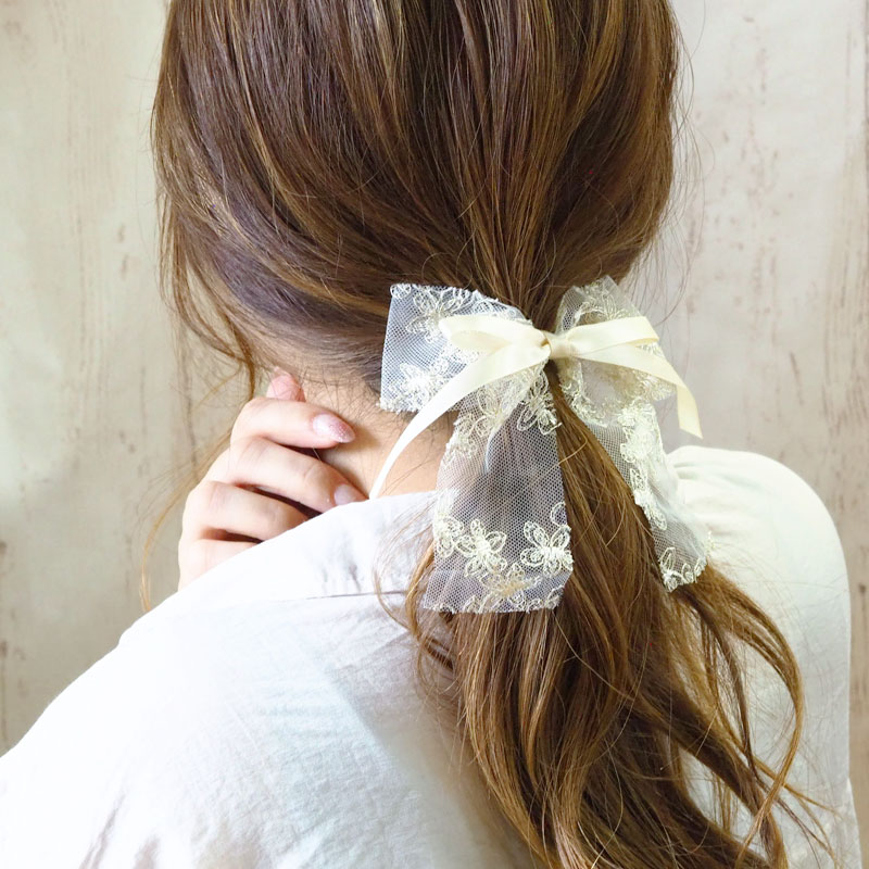 楽天市場】ヘアゴム ポニー レースりぼん ヘアアクセサリー ヘア