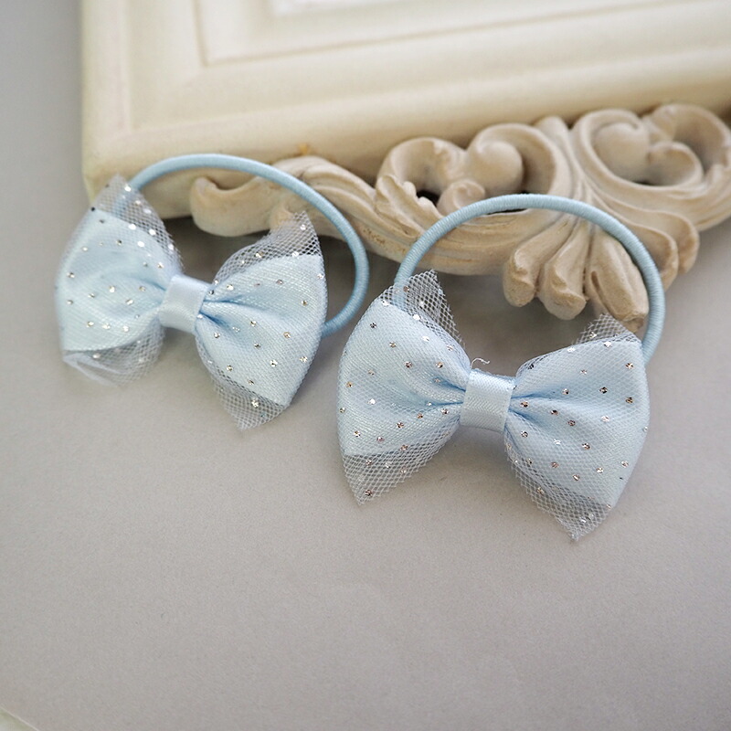 楽天市場】【2個入り】ヘアゴム ポニー シルバー ドット りぼん