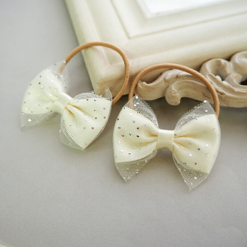 楽天市場】【2個入り】ヘアゴム ポニー シルバー ドット りぼん