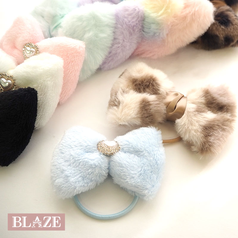 楽天市場】ヘアゴム ポニー ふわふわ リボン フェイクファー 大ぶり