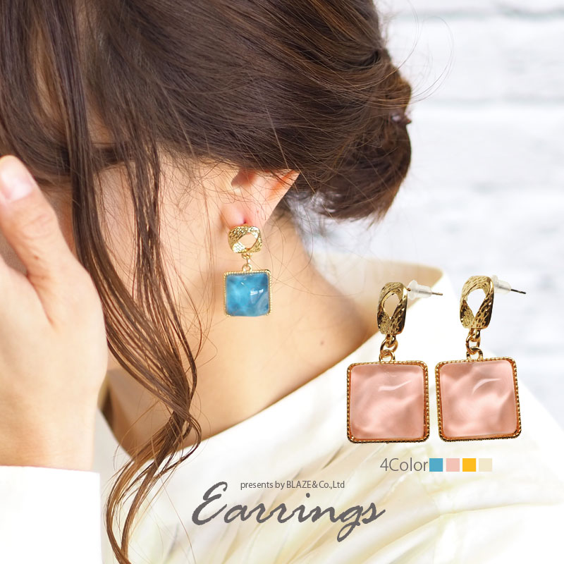 楽天市場】【550円福袋チケット対象】スクエア ピアス 水面カボション