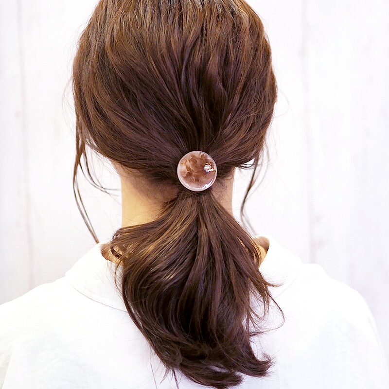 楽天市場】ポニーフック サークル マーブル ゴールド レジン ヘアゴム