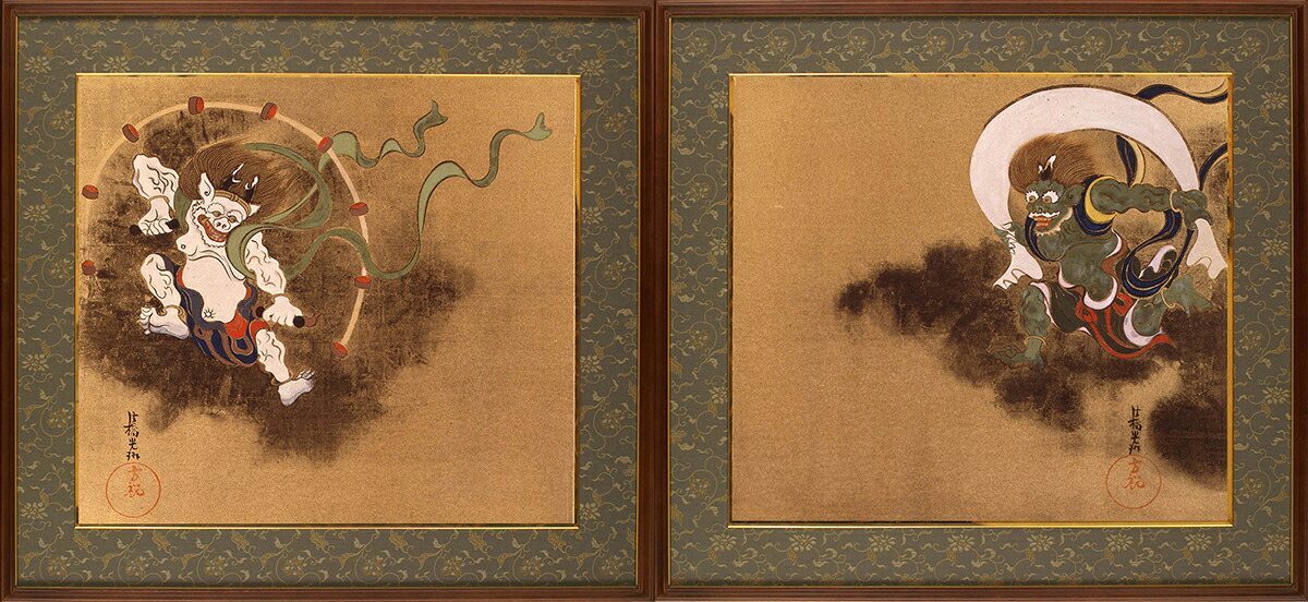 楽天市場】尾形光琳 風神雷神図（右隻・左隻セット）複製画 巧藝画