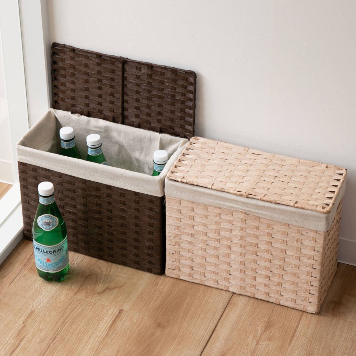 楽天市場】収納 バスケット ペーパーバスケット ふた付き 58-91 約 幅