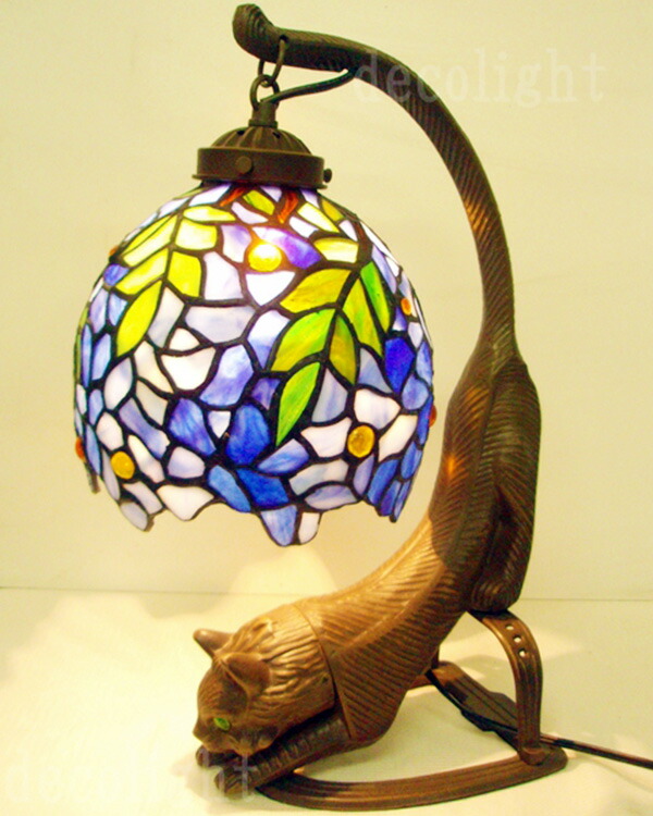 楽天市場】かわいい 猫 の ステンドグラス ランプ☆フジ☆ガレランプ