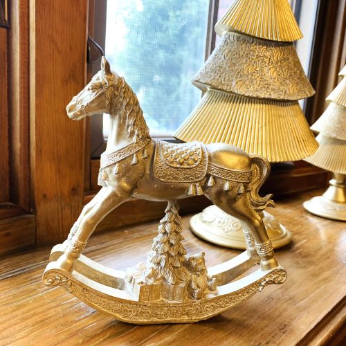 楽天市場】クリスマス雑貨 シャルドネゴールドロッキングホース