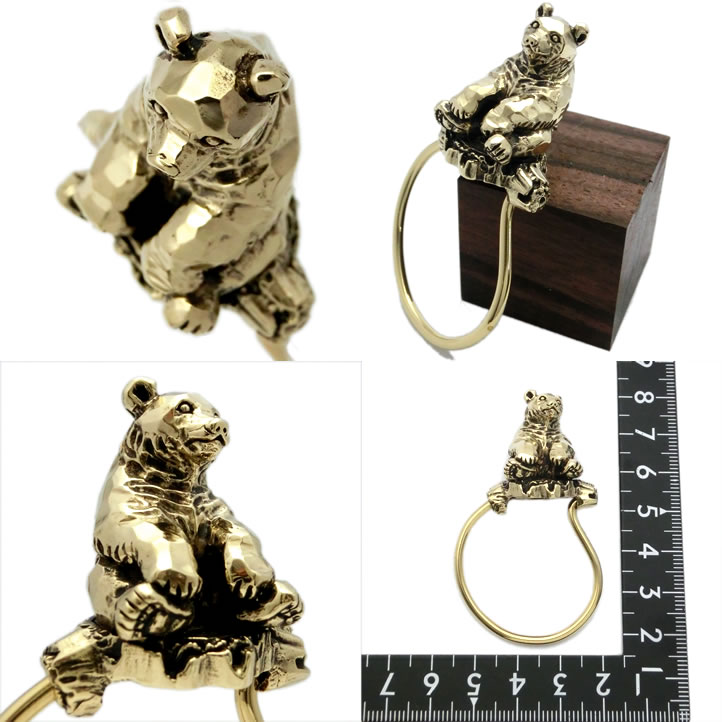 楽天市場】金色の熊、ヒグマキーリング ブラス 真鍮(くま、クマ、ひ