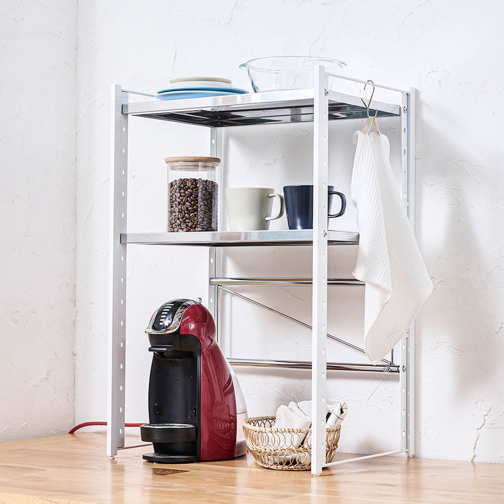 楽天市場】ステンレス棚カウンター上伸縮ラック 2段 頑丈カウンター上