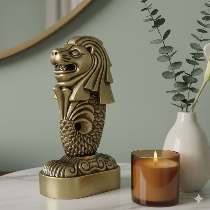 楽天市場】送料無料 マーライオン インテリア 置物 鉄 ライオン 魚