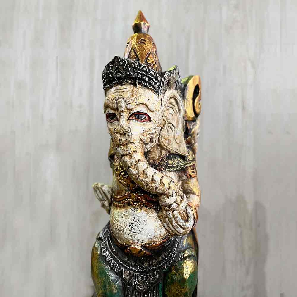 楽天市場】【ポイントUP アジアン バリ】 木彫り ガネーシャ 60cm 白