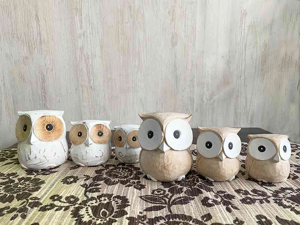 楽天市場】【インテリア雑貨 おしゃれ バリ風】 フクロウ 置物 木彫り