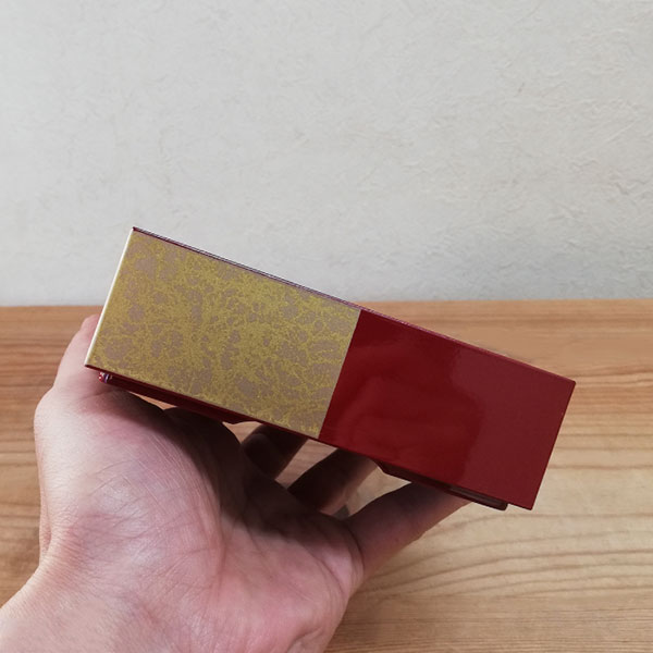 楽天市場】【取寄品】 市松GOLD 三段重 朱 ＜4寸サイズ＞お重箱 3段重