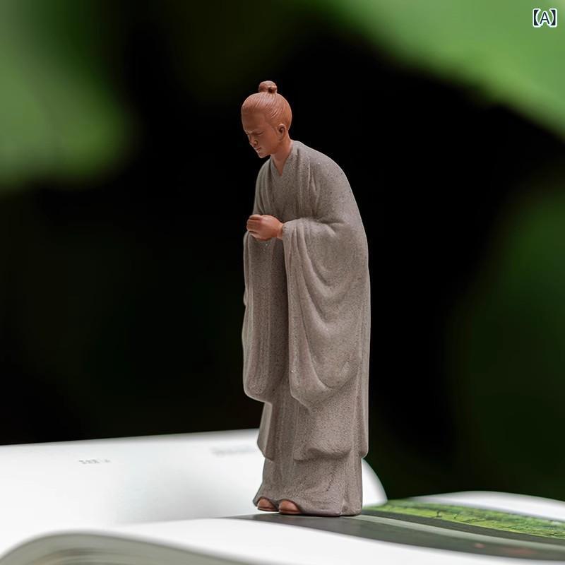 楽天市場】置物 中国風 小道士 フィギュア 禅意 紫砂 人物像 工芸品 新