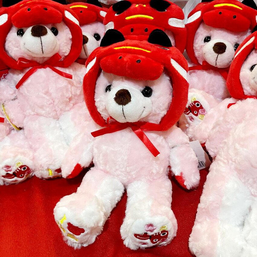 楽天市場】ご当地ベア 赤べこベア ぬいぐるみ くま ピンク 赤 ずきん