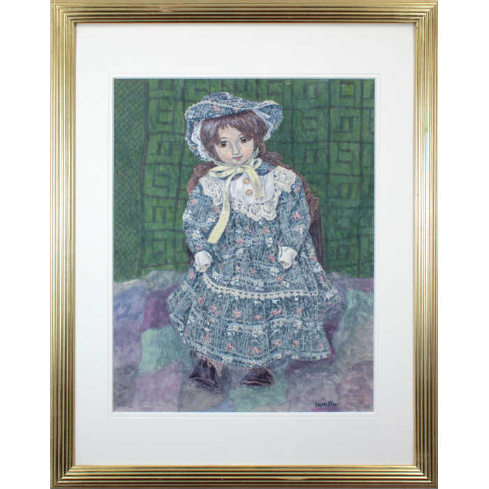 楽天市場】絵画 佐藤進 水彩画 『人形（花模様）』 人形 静物 優しい