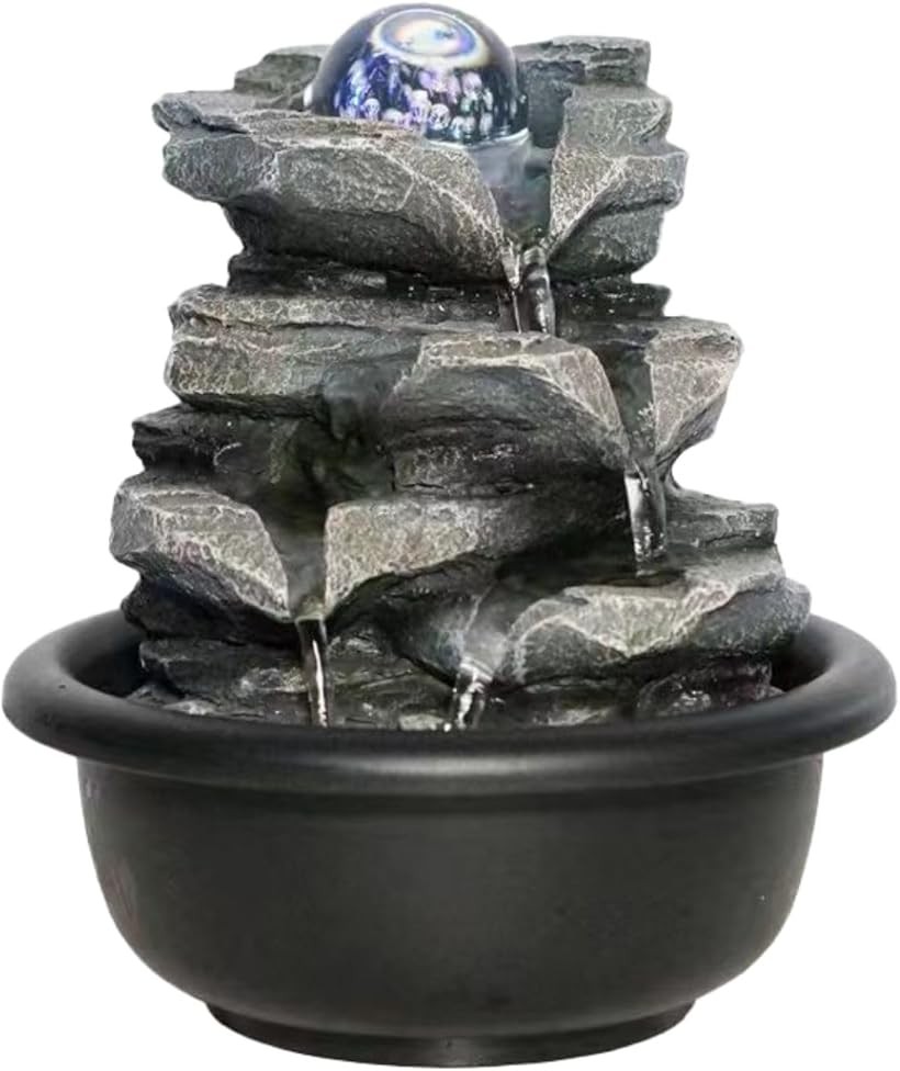 楽天市場】卓上噴水 癒し インテリア LED水晶ボール 水の音 滝