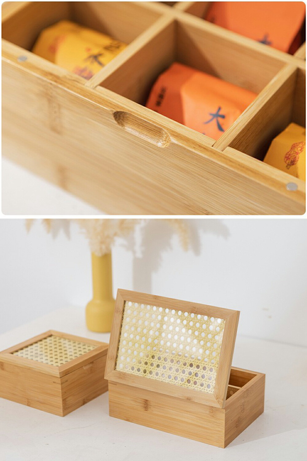 楽天市場】竹&藤 天然素材 収納ボックス 仕分け 収納ケース 蓋付き