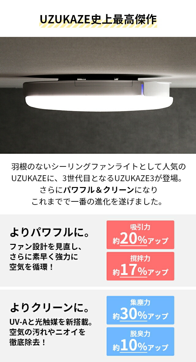 楽天市場】【楽天1位】【選べる特典付き】 uzukaze3 シーリングファン