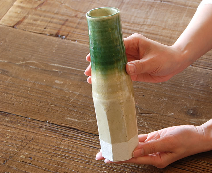 楽天市場】瀬戸本業窯 黄瀬戸 緑釉野花立て 民藝 : iraka-イラカ-