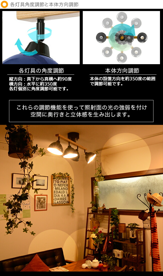 楽天市場】[GENDER WOOD ROD 4 CEILING LAMP] スポットライト