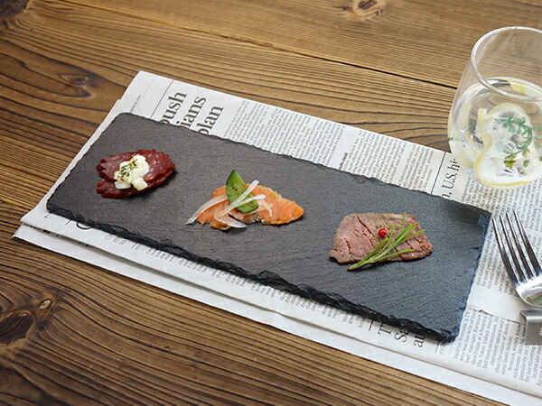 楽天市場】スレートプレート 30cm 長角スリム 長方形 黒い食器 石