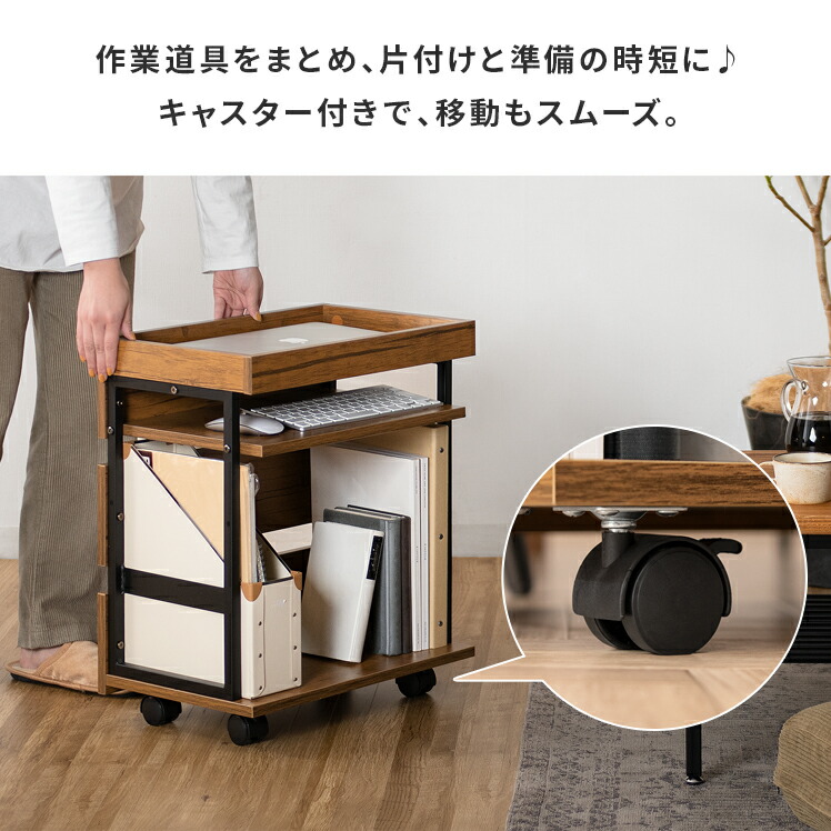 楽天市場】サイドワゴン キャスター付き おしゃれ サイドデスク デスク