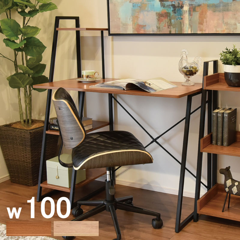 楽天市場】デスク パソコンデスク 幅100 ラック付き 机 ワークデスク