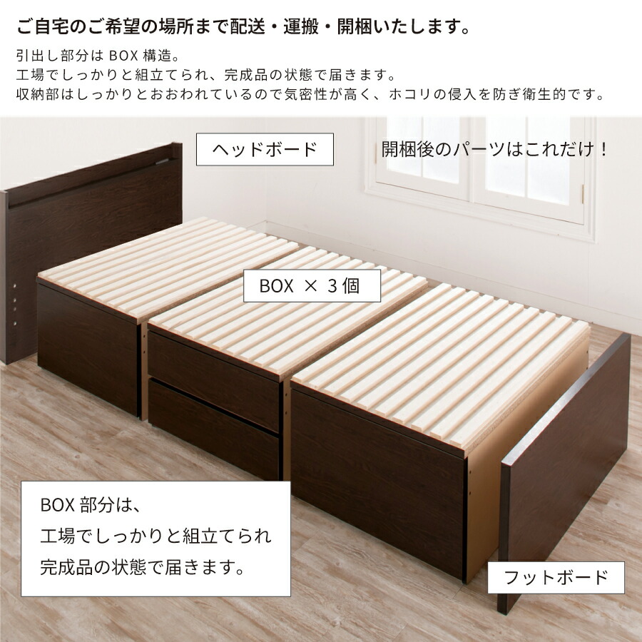 楽天市場】ベッドベッド シングル すのこベッド 収納 大型引出