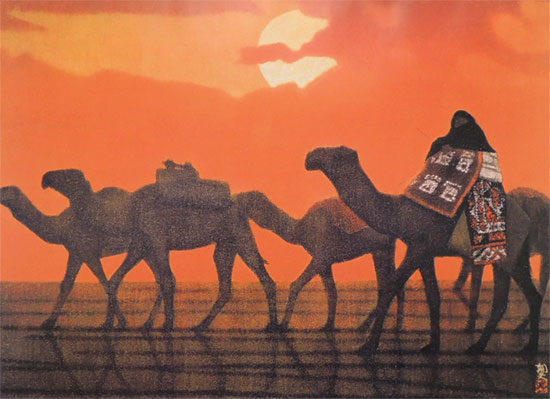 楽天市場】平山郁夫 絵画 シリア砂漠の夕 アートポスター 送料無料