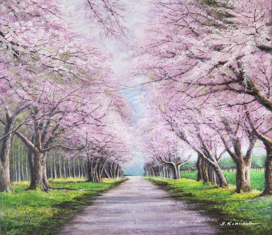 楽天市場】絵画 油絵 二十間道路桜並木 （木村由記夫） 送料無料