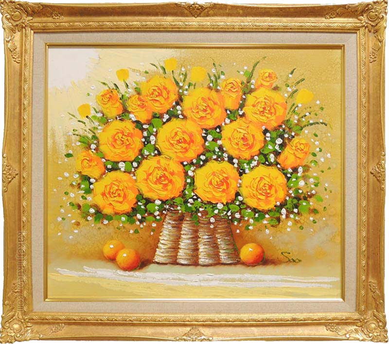 楽天市場】絵画 油絵 黄色いばら （SOO） 送料無料 【肉筆】【油絵