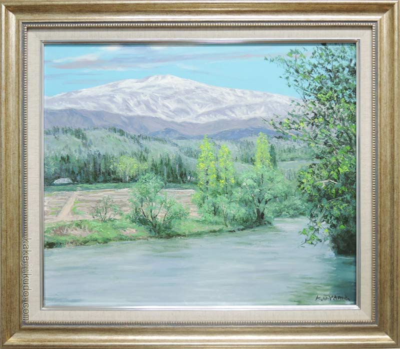 楽天市場】絵画 油絵 木場潟の白山 （大山功） 送料無料 【海・山