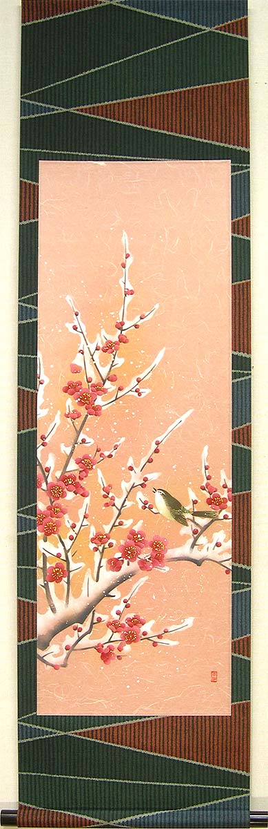 楽天市場】掛け軸 梅に鶯 (南川康夫) 送料無料 【掛軸】【半間床】【丈