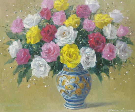 楽天市場】絵画 油絵 ばら F20号 （堀哲夫） 送料無料 【肉筆】【油絵