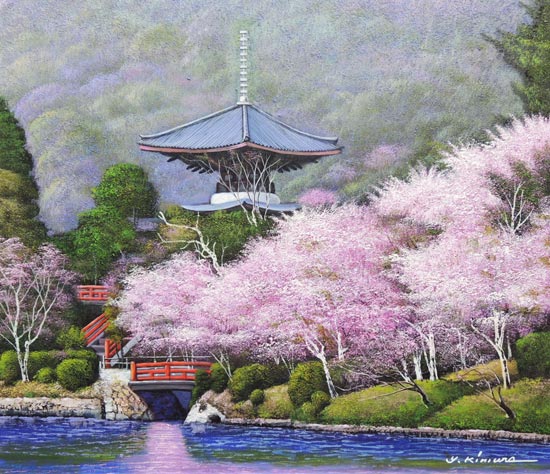 楽天市場】絵画 油絵 大覚寺の桜 F20号 （木村由記夫） 送料無料