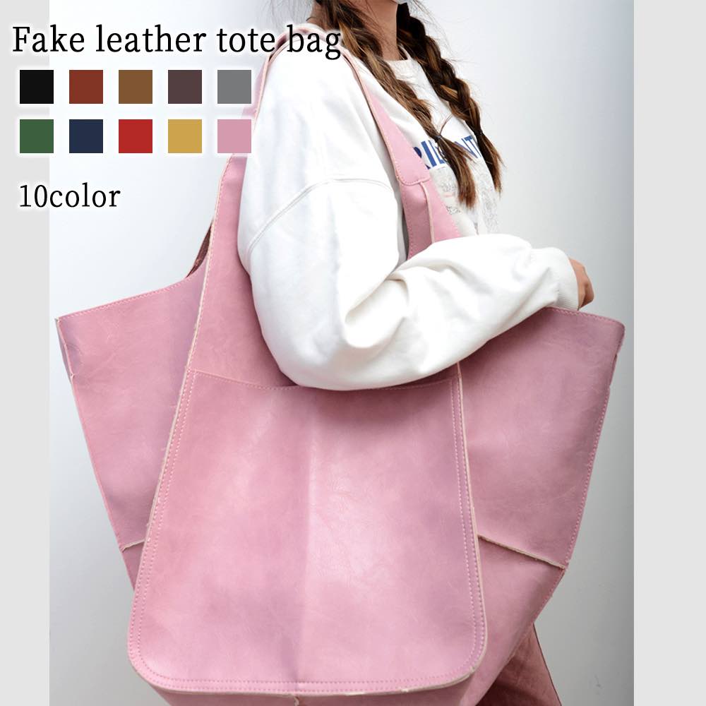 楽天市場】トートバッグ レディース フェイクレザートートバッグ