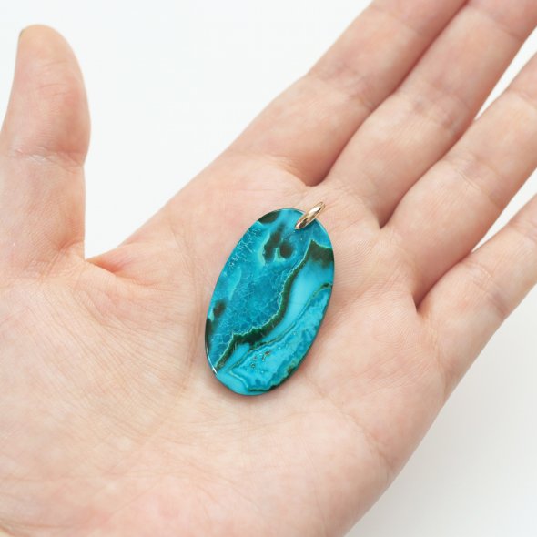 楽天市場】クリソコラマラカイト ペンダントトップ（オーバル B