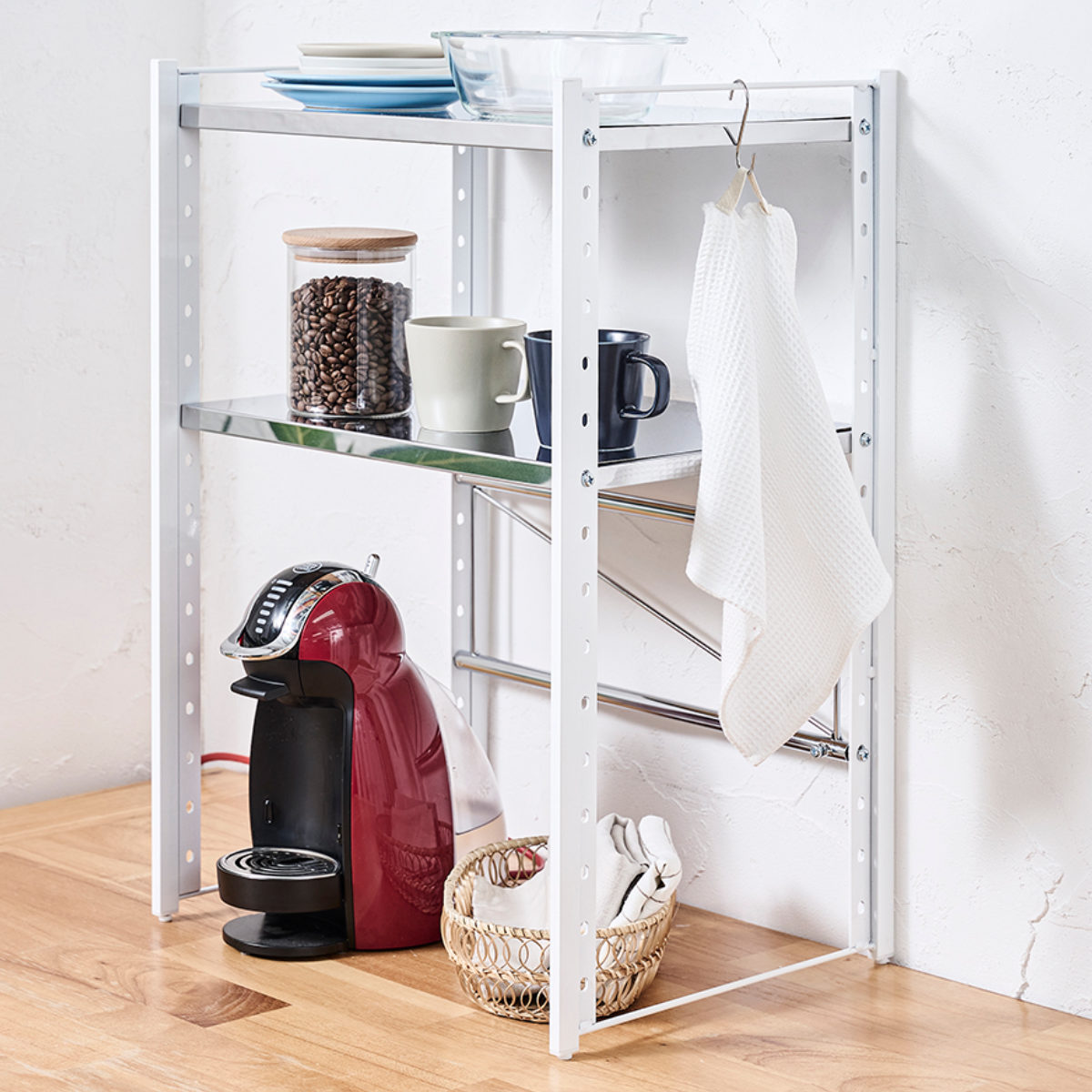 楽天市場】レンジラック ステンレス棚カウンター上伸縮ラック 2段